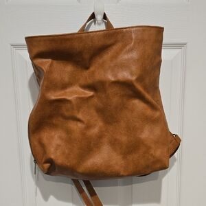 Brown Vegan Leather Backpack